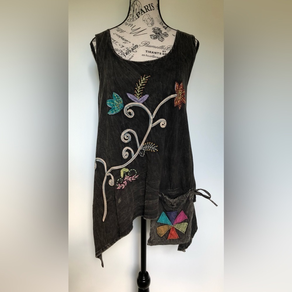 Distressed Embellished Tank Top
